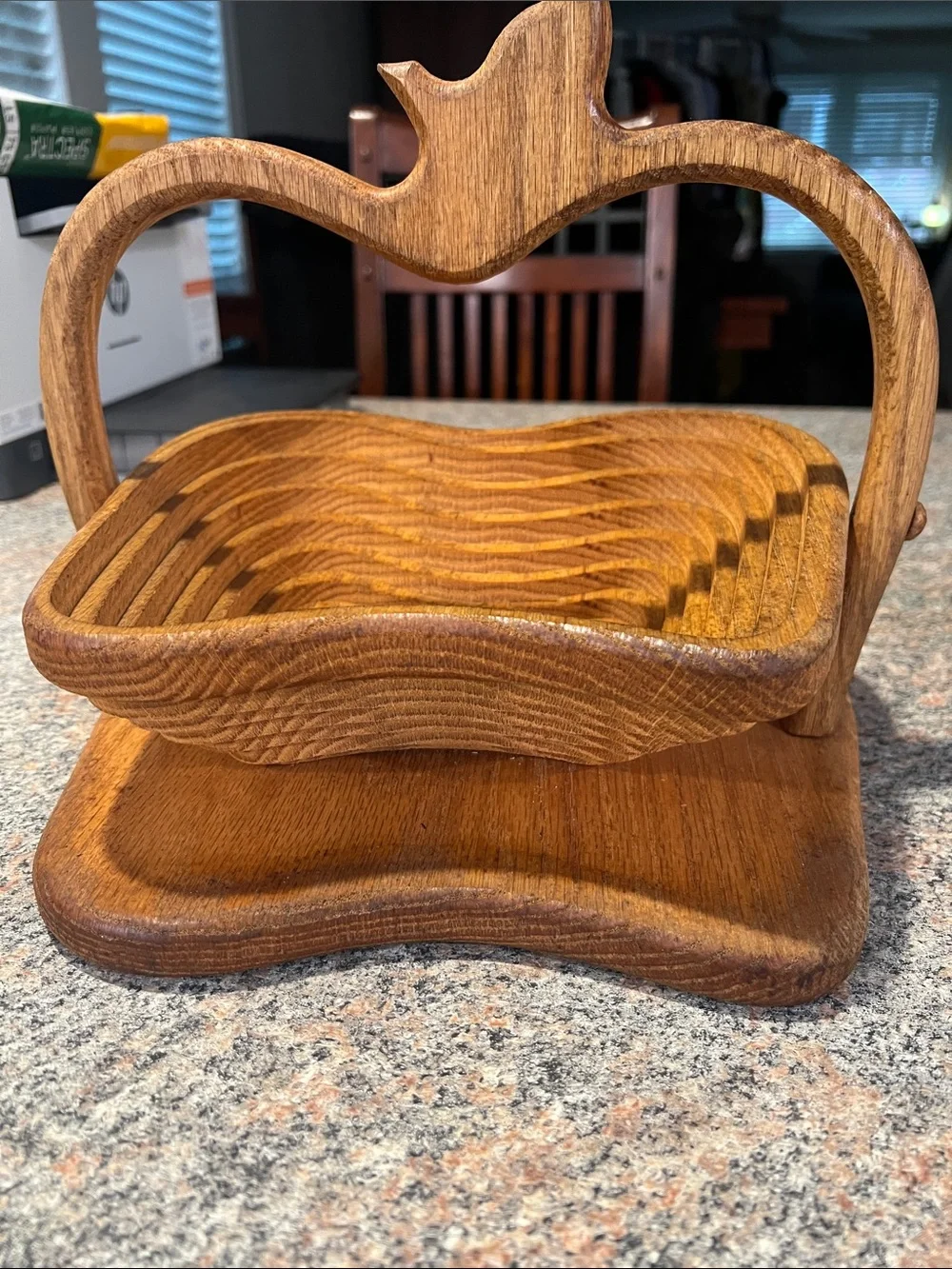 Handcrafted Wooden Apple Basket - Brown